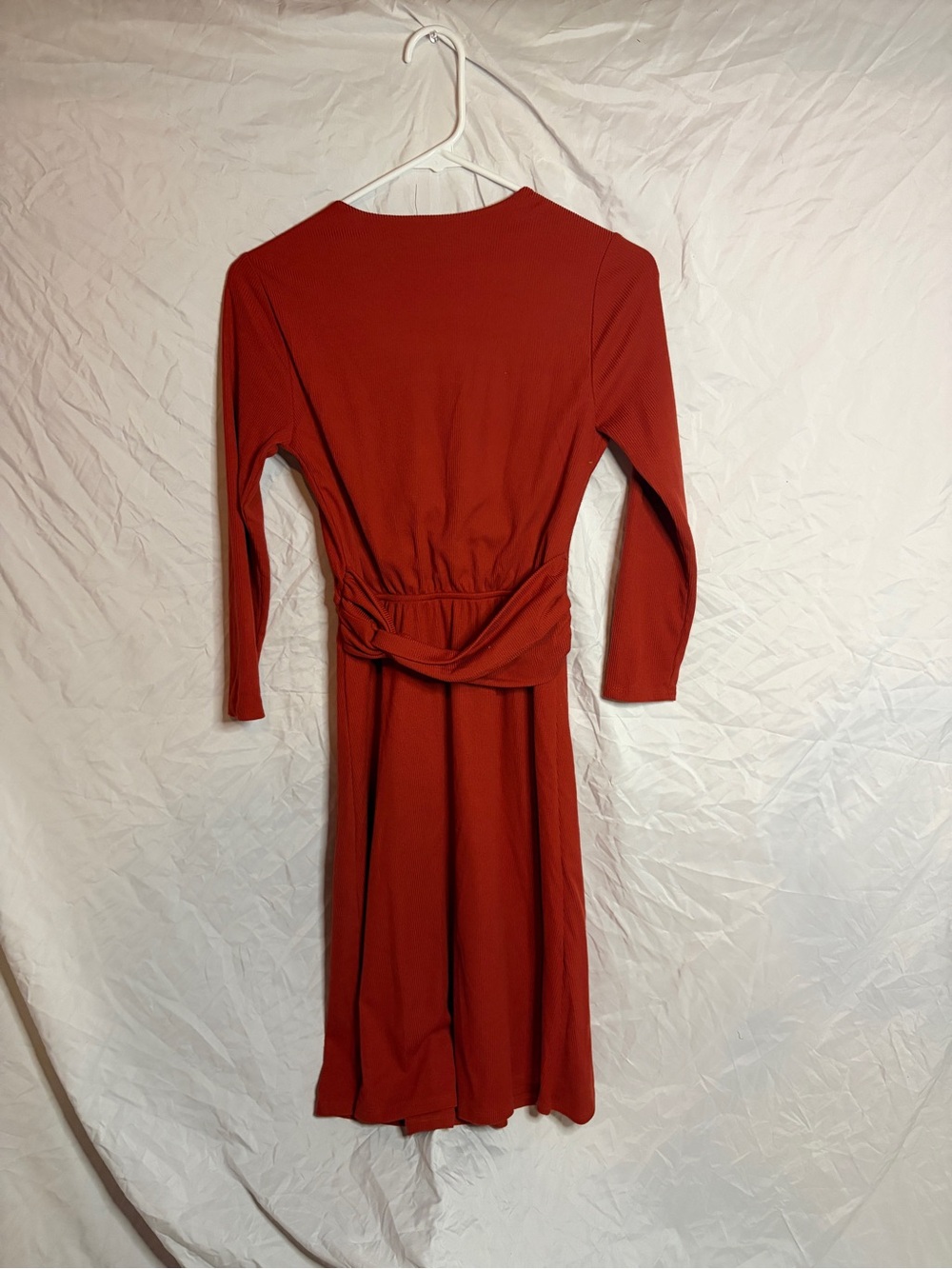 Societe Faux Wrap Dress in burnt Orange Sz XS Petite - Picture 2 of 5